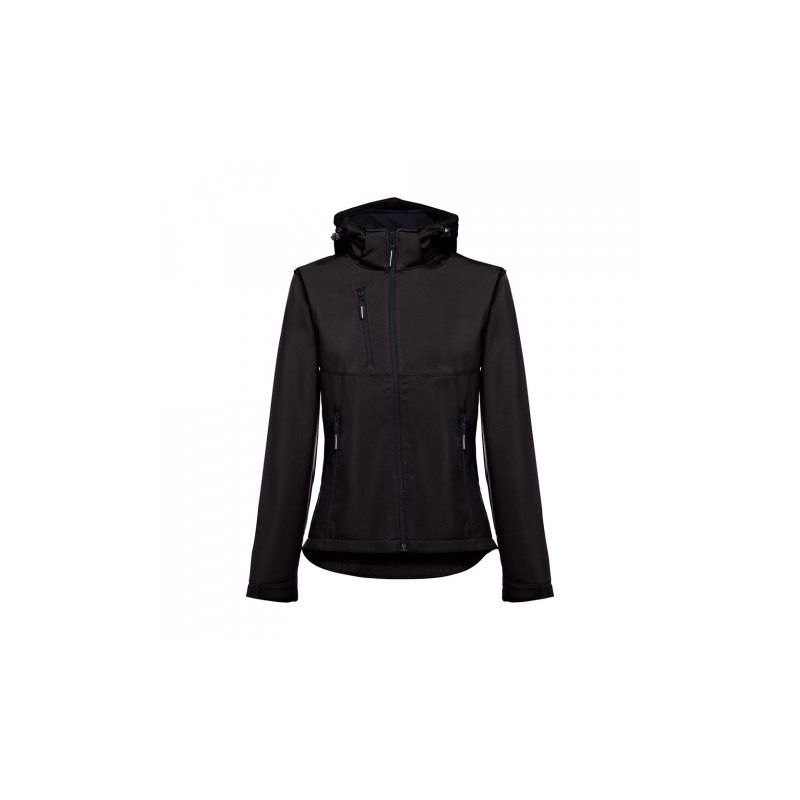 MULHERES DE ZAGREB. Jaqueta feminina softshell com capuz removível-Trabalho Têxtil-estoesunregalo